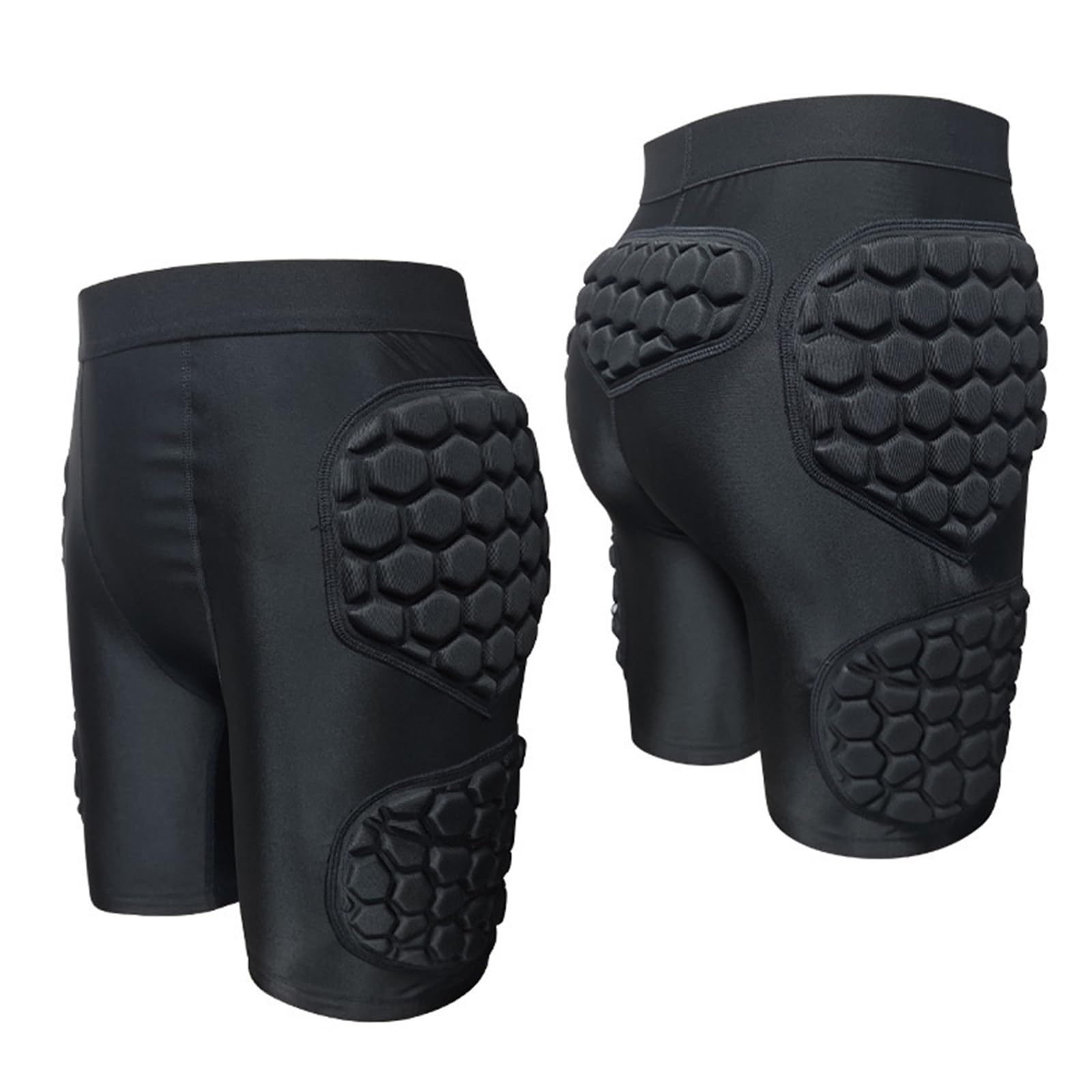 Hotfiary Men's Padded Compression Shorts 5-Pads Football Girdles Hip Thigh Tailbone Protective Shorts for Paintball Baseball
