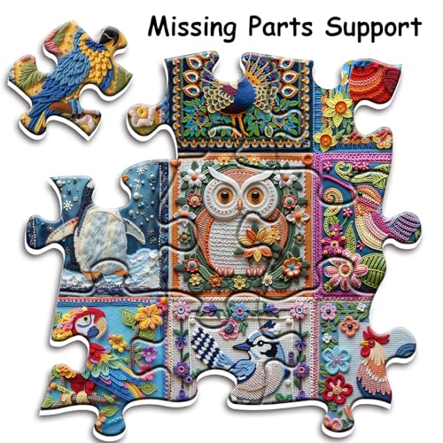 Rompecabezas Patchwork Bird para Adultos, 1000 Piezas, Rompecabezas de Aves con Flores, Rompecabezas Desafiante de Animales Lindos como Decoración para Pared en el Hogar miniatura 7