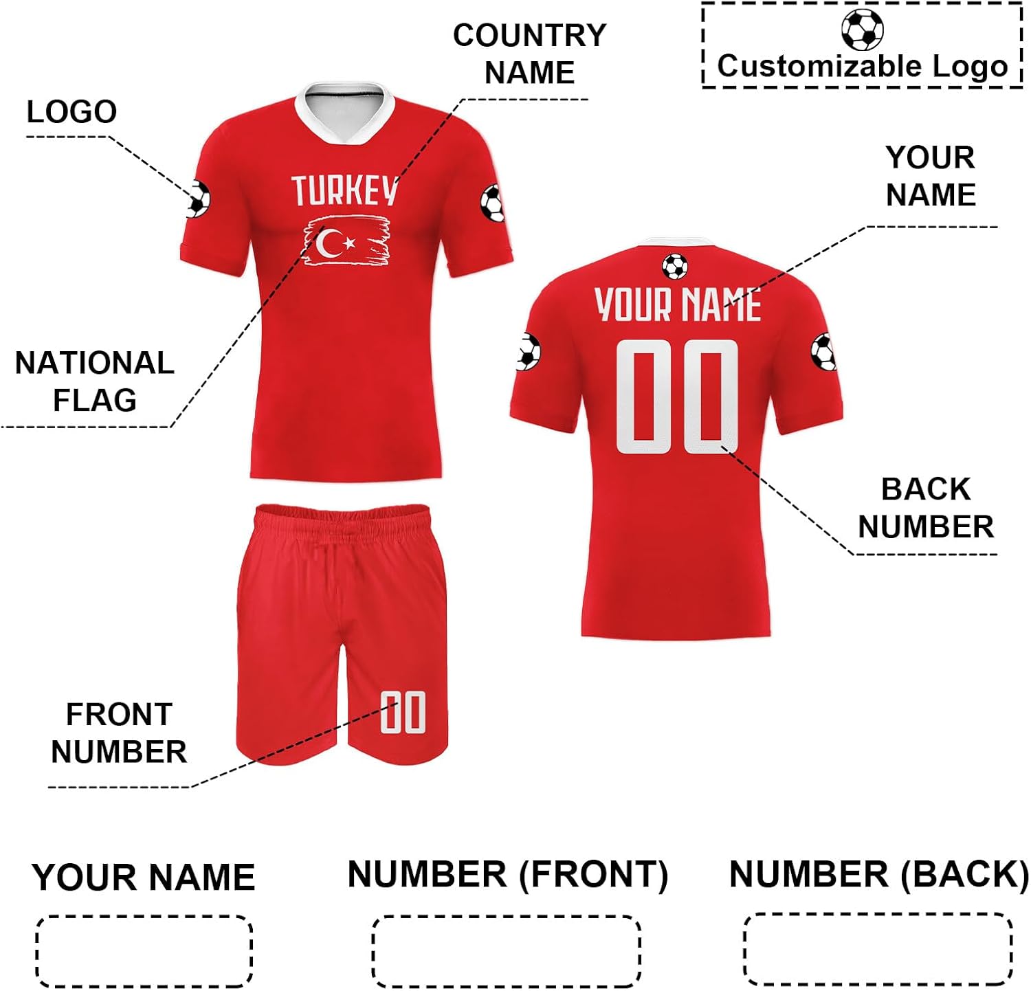 Custom 24/25 National Soccer Team Jersey Set Personalized Name Number Training Shirts Shorts for Men Women Youth Fans Gift
