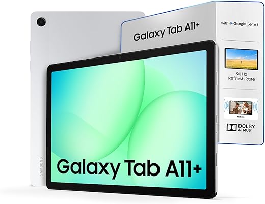 Samsung Galaxy Tab A11+, 27.82 cm (11 inch) Display, 6 GB RAM, 128 GB Storage, 90Hz Refresh Rate, AI with Google Gemini, Dolby Atmos, Quad Speakers, Wi-Fi Tablet, Silver
