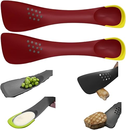 Uni-tool - Utensilios de cocina de silicona 5 en 1, cuchara ranurada, volteador, herramienta de corte, cuchara sólida y espátula en uno para cocina,