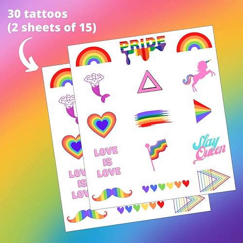Miniatura 2 de Tatuajes Del Orgullo Gay - 30 Tatuajes Temporales Queer LGBT