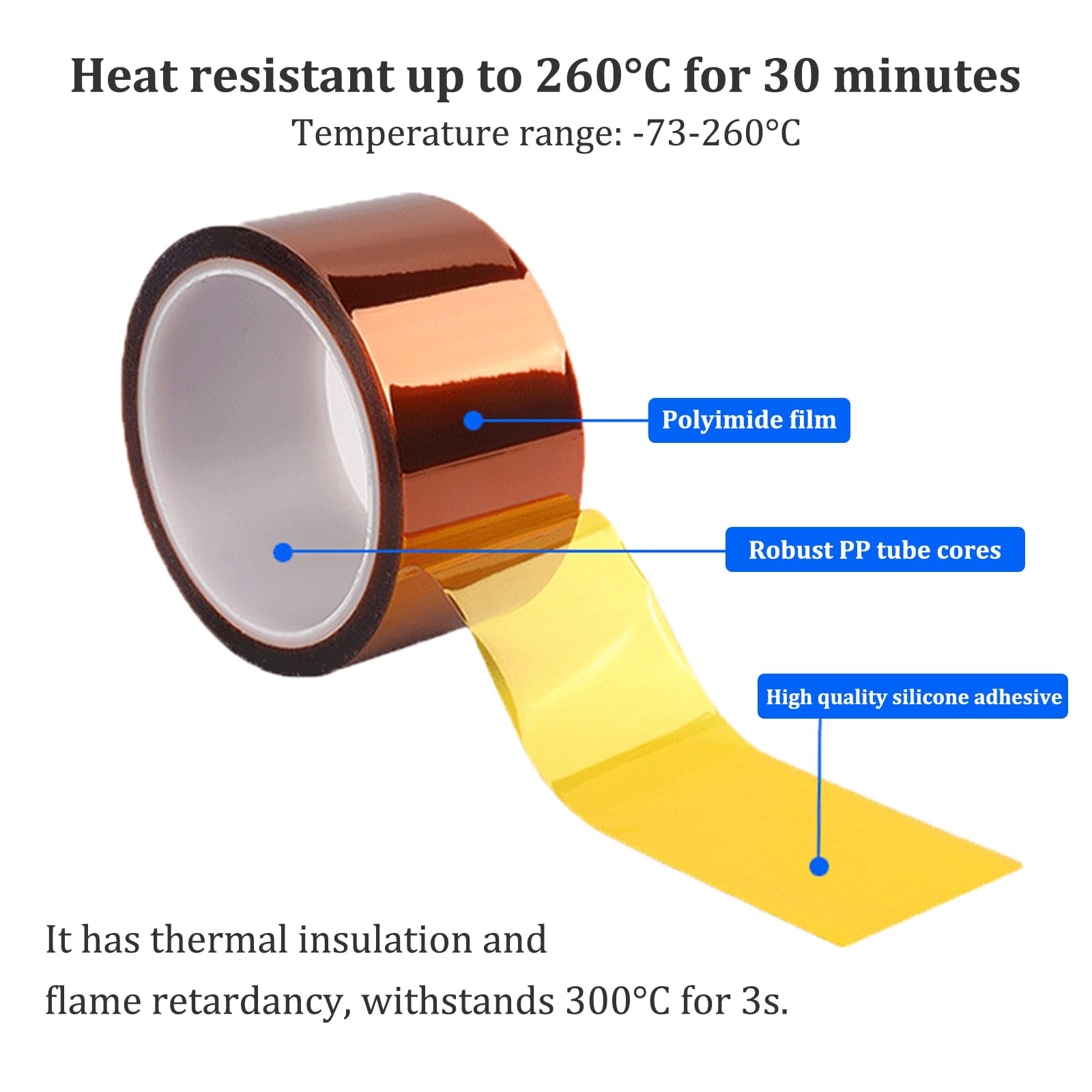 Misuyue Kapton Tape, 30mm x 33m Heat Resistant Tape - Image 3