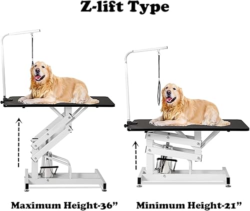 Miniatura 2 de Ufyerutg Mesa hidráulica de aseo de perros para perros grandes, mesa hidráulica de aseo de mascotas resistente con brazo superior ajustable y nariz,