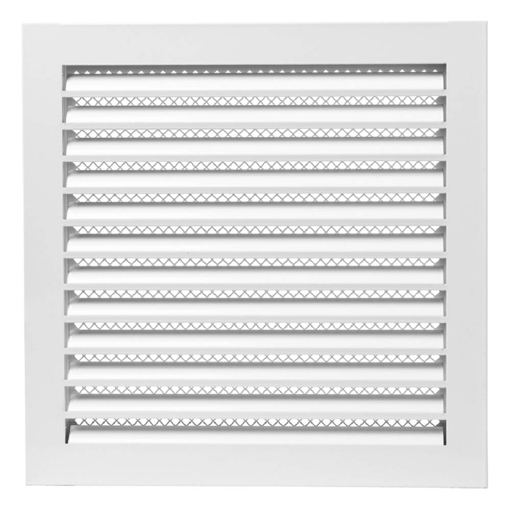 Europlast White, Ral 9016. 300 X 300 Mm White Weather Protection Slats Stainless Steel Ventilation Grille Supply Air Exhaust Garage Kitchen Bathroom Wall Air Hood