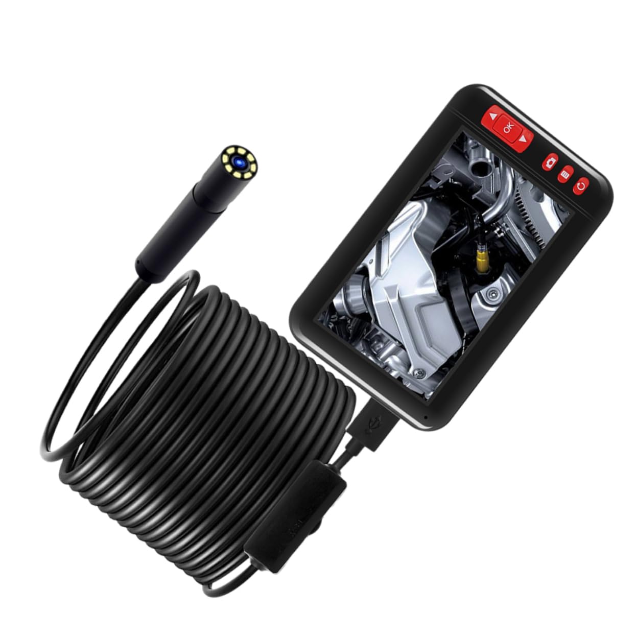 OUNONA Écran Lcd Industriel de 4 3 Pouces de Diamètre 8 Mm pour L'inspection Du Moteur L'entretien Des Voitures Et L'endoscope