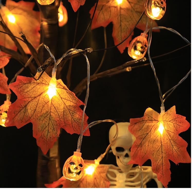 Miniatura 3 de Simulación LED de hoja de arce, cadena de luces de calabaza para Navidad, Halloween, habitación, patio, cadena de luz de color 24V enchufable 300
