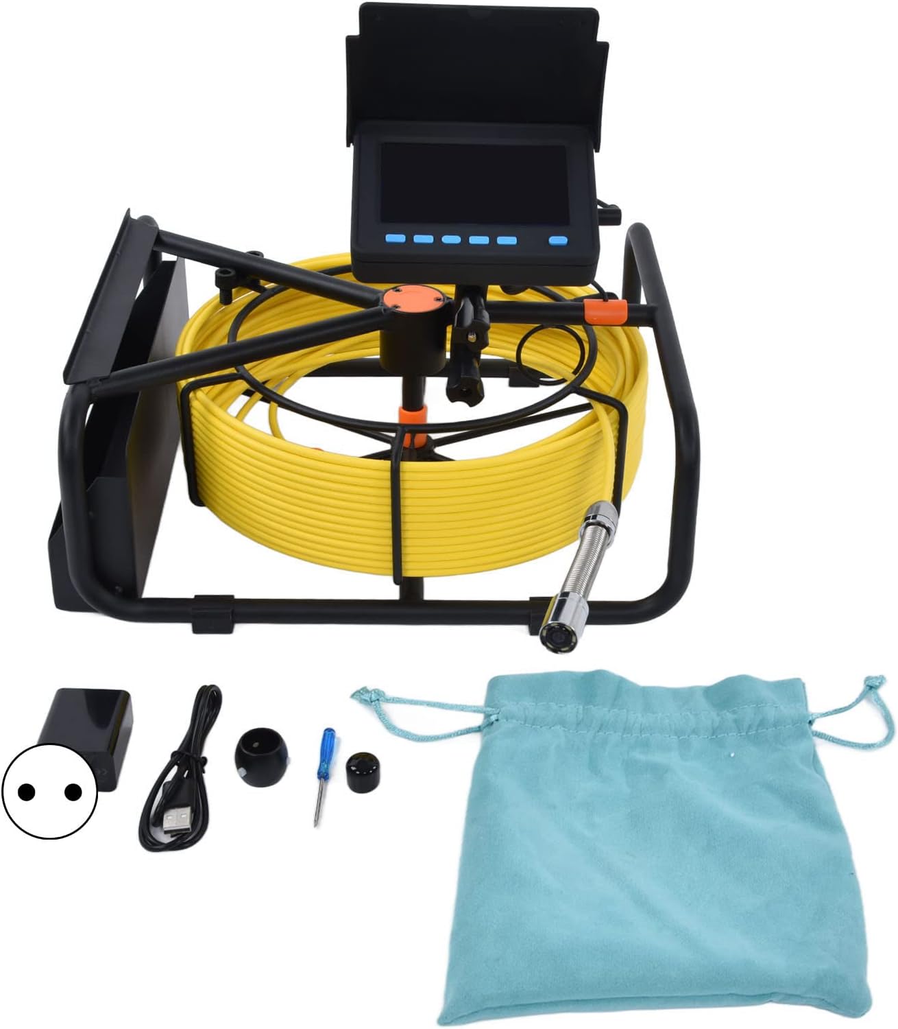 Sewer Camera 100FT, Low Temperature Resist Pipe Inspection Camera, Video Pipe Inspection Equipment Industrial Endoscope with IP68 Water Proof, for Pipeline, Sewer (US Plug 20M)