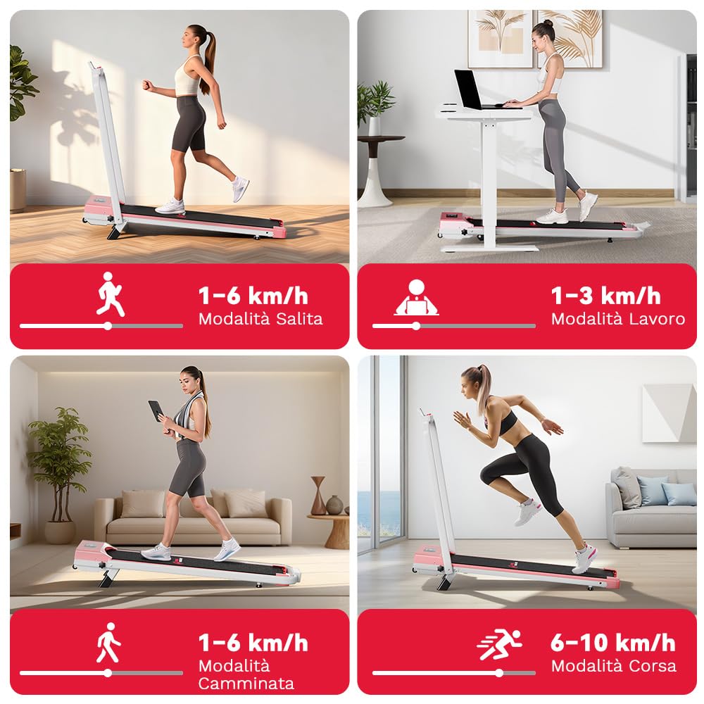 Tapis Roulant Elettrico Salvaspazio 7%, 3 IN 1 Walking Pad Pieghevole, 2.5CV Tapis Roulant Con Inclinazione, Display LED, Carico massimo di 130 kg