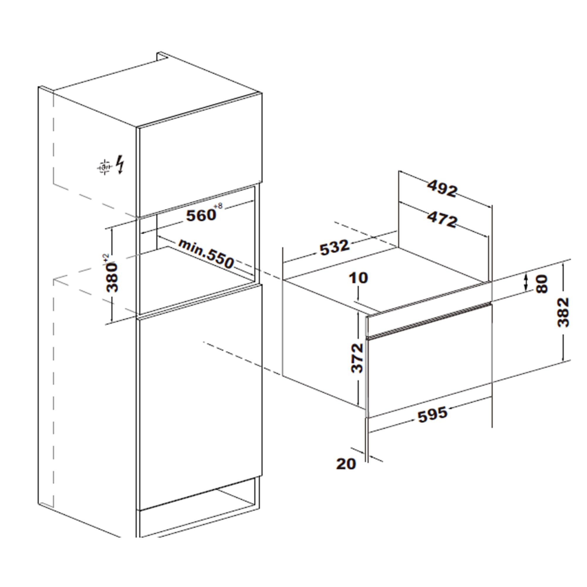 HMW‑MDBI34CTBK – Einbau‑Mikrowellen‑Ofen mit & Konvektion (34 L), leistungsstarke 900 W Mikrowelle, 1100 W, Konvektionsfunktion für gleichmäßige, + 5 Jahre Garantie