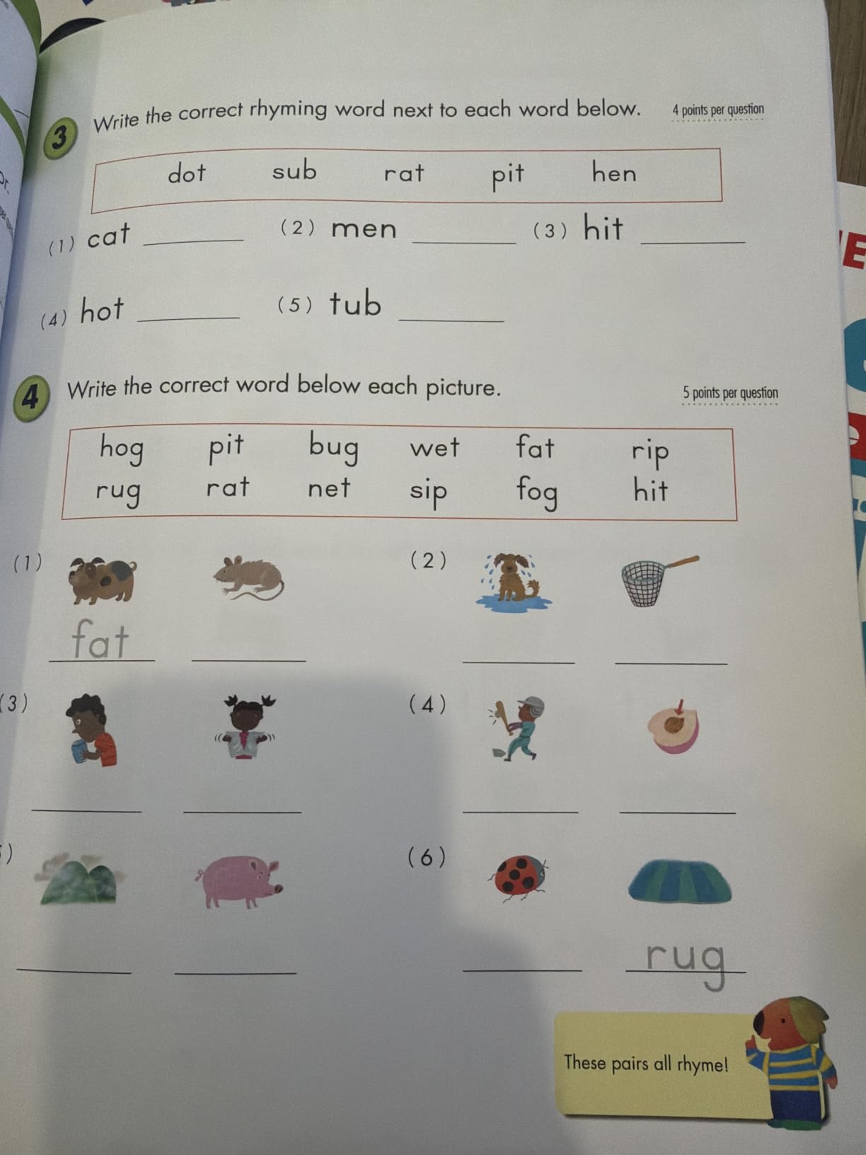 Child happily working on a colorful Kumon reading workbook at a desk