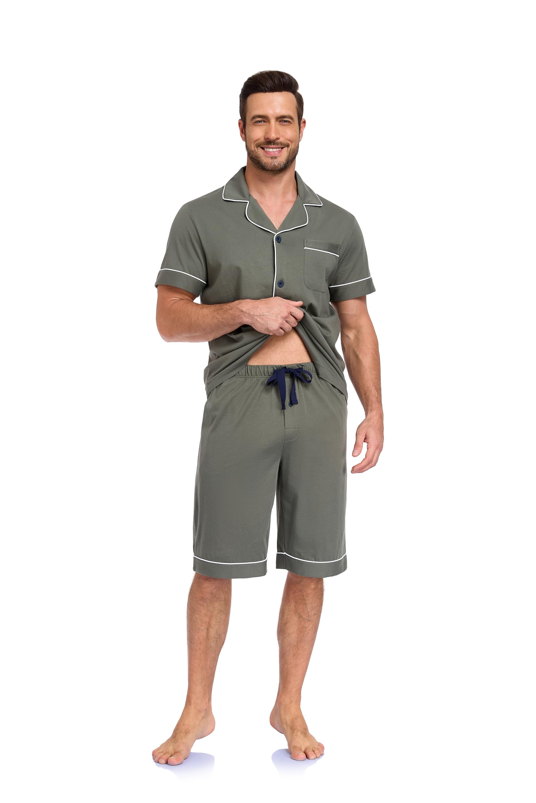 EA'S SECRET Herren-Pyjama-Set aus 100% Baumwolle, kurzärmeli
