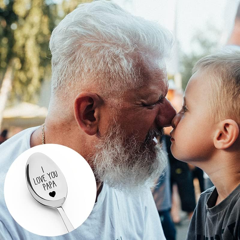 Miniatura 5 de Cuchara de té grabada con texto en inglés "I Love You" Papa Grandpa Gifts for Men Dad Father's Day Birthday Gifts for Grandpa Ice Cream Coffee