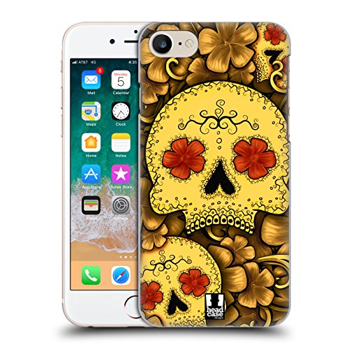 Coque iPhone SE coque dure or crânes écloses ultra résistante
