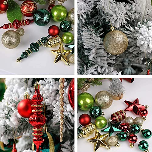 Christmas Tree Ornaments 78 Pack Christmas Tree Decorations Red And Green Gold Christmas Ball Shatterproof Hanging Tree Ornament Set Assorted Set With Hooks #TOP3