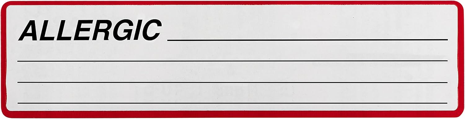 Carstens Medical Stickers – Allergic Alert and Instruction Labels for Medical Charts, Red, White and Black, Roll of 200 Patient Chart Labels, W5.375" x H1.375"