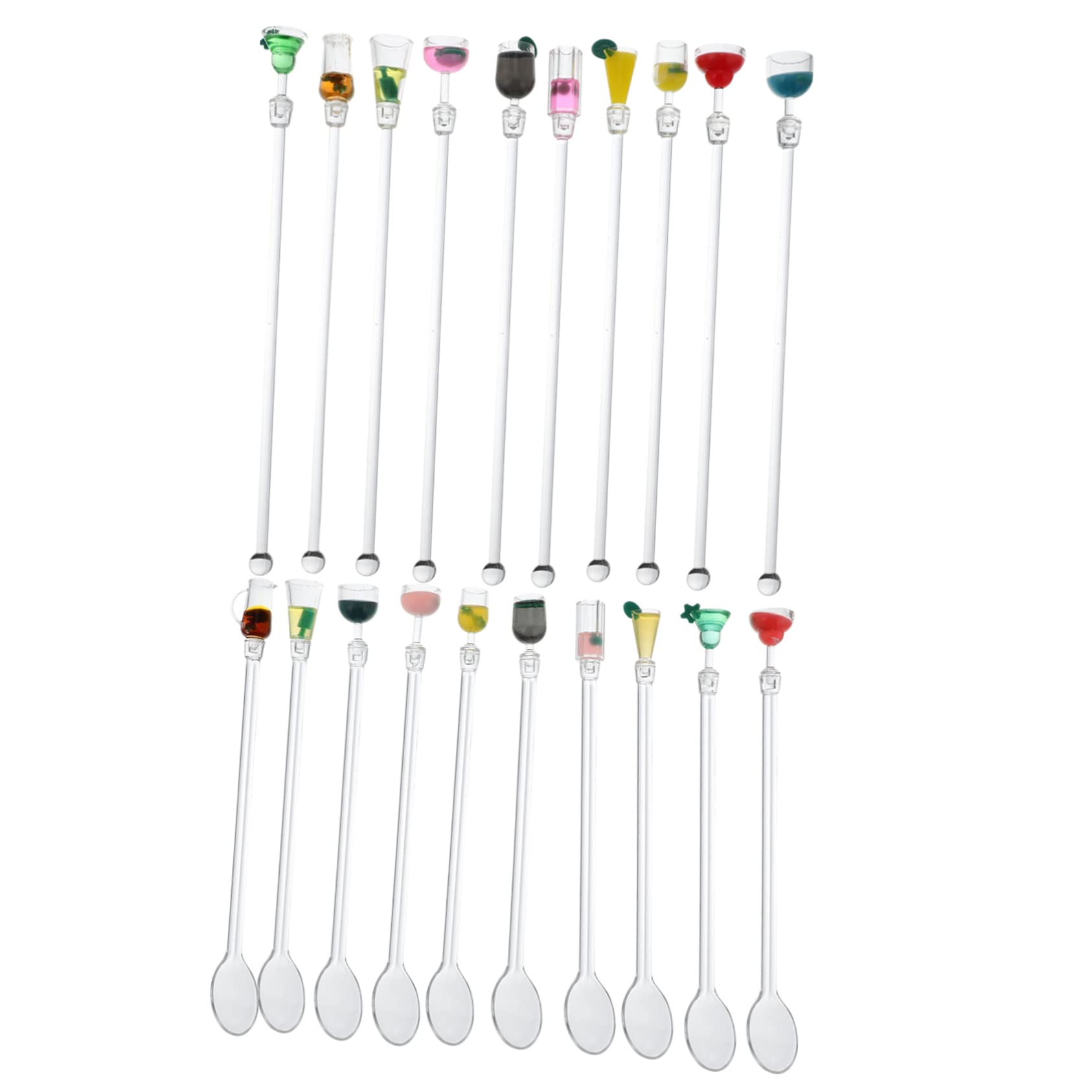BRIGHTFUFU Mixing Stick Set 20pcs Acrylic Stirrer Sticks for Cocktails Juices Bars Parties