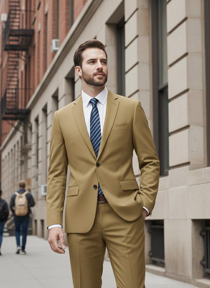Men's Suits, Mens Suits Classic Fit 2 Piece, Men Suit, 2 Button Blazer Jacket and Pant, Suitable for Business, Wedding, Prom