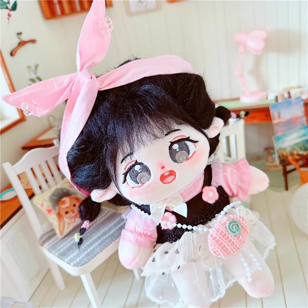 Amazon.com: niannyyhouse 20cm Plush Doll Black Hair Girl Humanoid