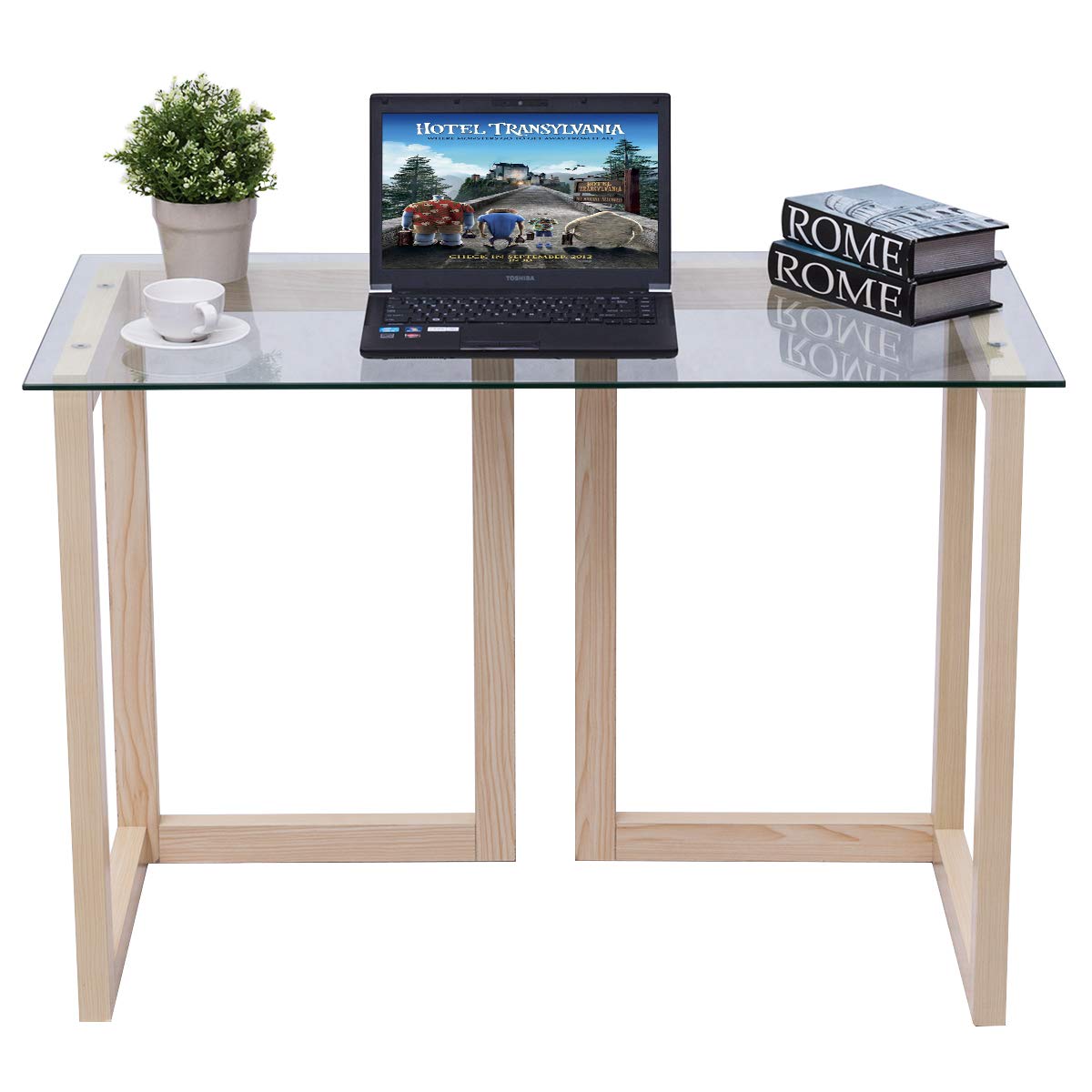 Buy Tangkula Computer Desk Glass Top Computer Desk Modern Home Office