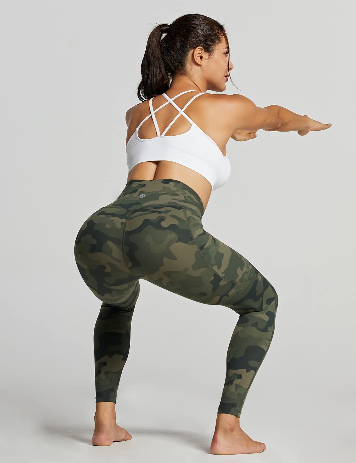 ZUTY Legginsy treningowe 7/8 dla kobiet legginsy z wysokim stanem z kieszeniami odporne na przysiady joga legginsy do kostek plus size 63 cm