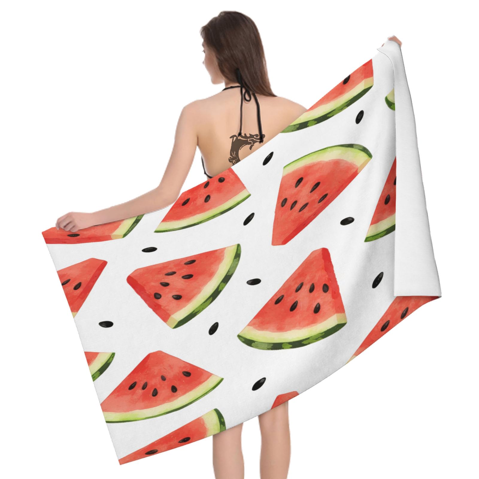 Leichong 3D Watermelon Beach Towel Microfiber Soft Quick Dry for Adults, Fruits Bath Towel Lightweight Soft Absorbent for Travel Swimming Pool Sports, 75 x 150 cm