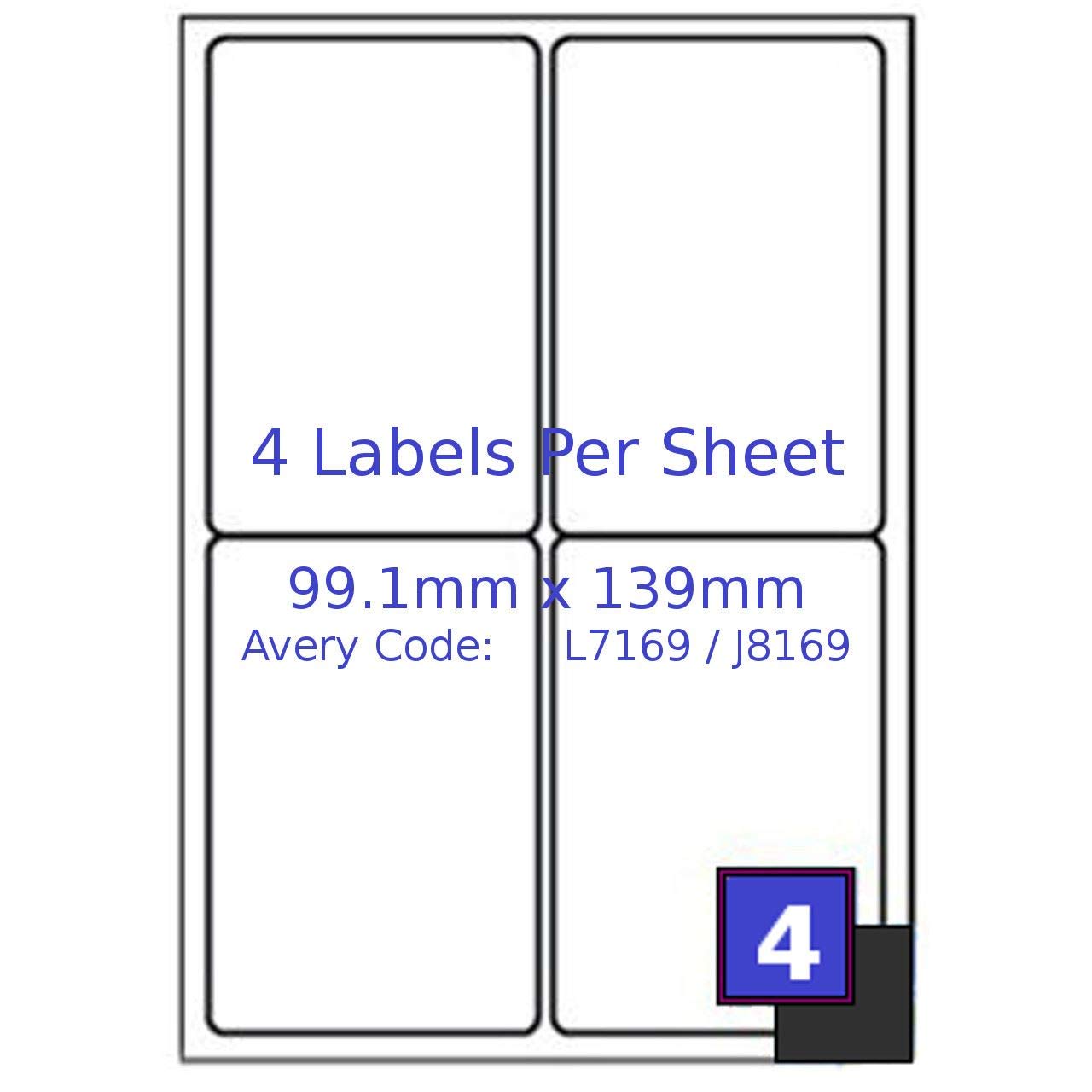 600x 4 Labels Per Sheet A4 Address Labels Sticky Self Adhesive Peel Out Notes Paper Ideal for Inkjet Copier Laser Printer โ image 1