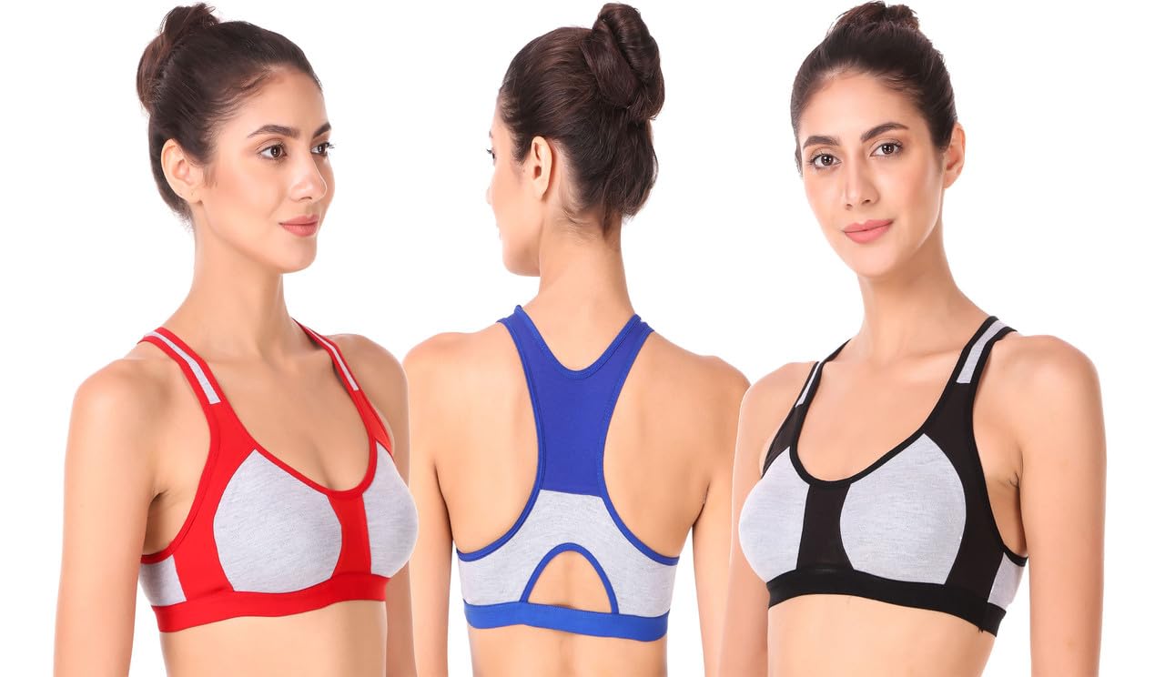 empisto Comfortable Bra Women's Cotton Non Padded Daily Workout Sports Gym Bra Combo- Pack of 3-picture-44