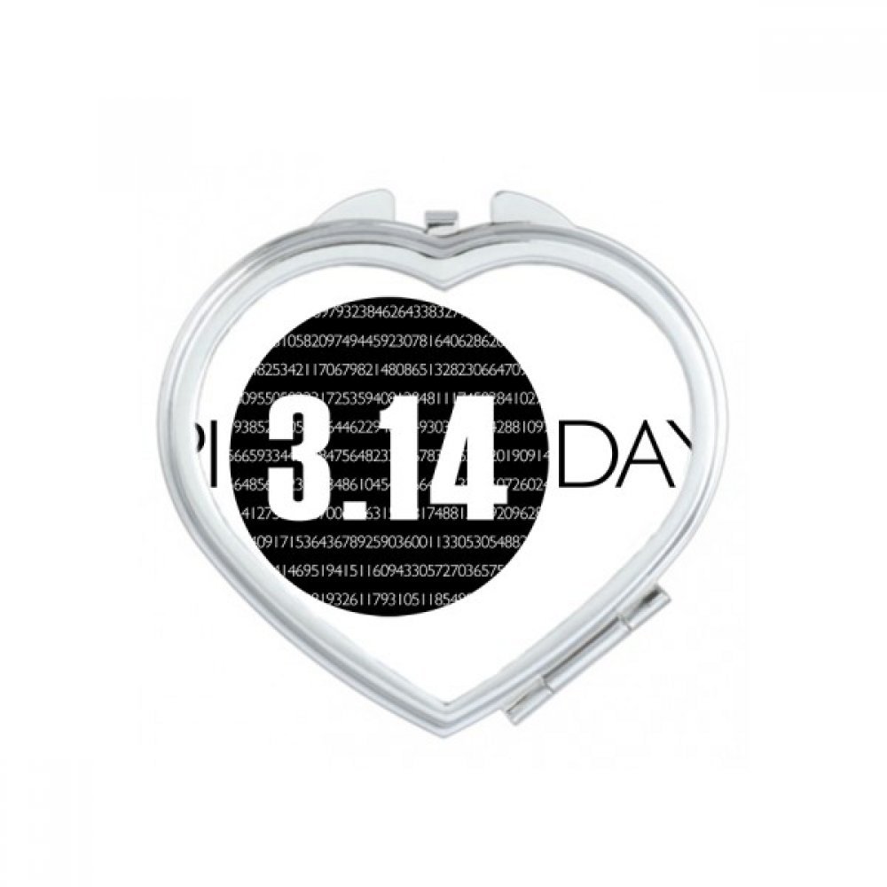 Miroir de poche Pi Day en forme de coeur cadeau de maquillage portable multicolore