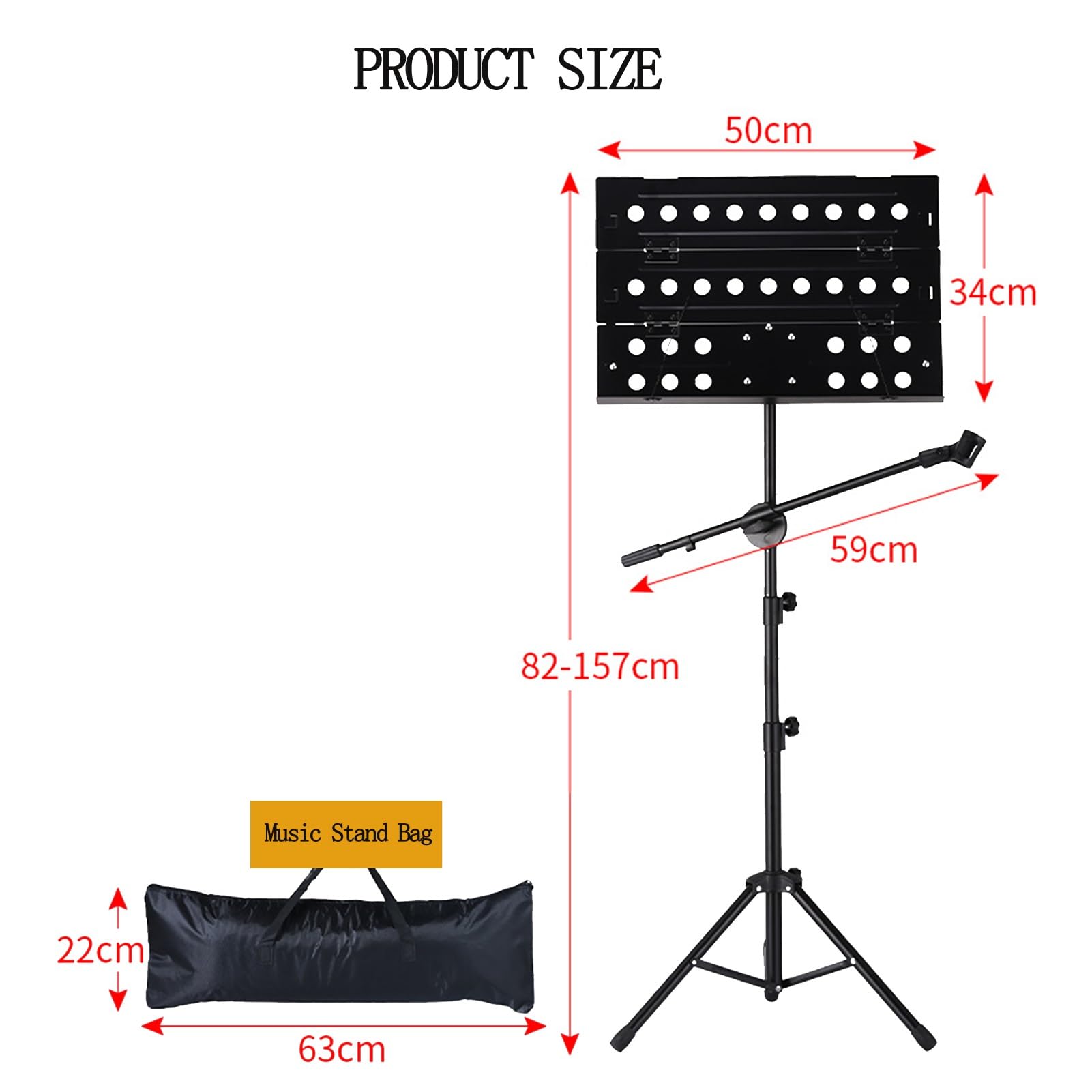 Atril for partituras, plegable con estuche de transporte, ideal for practicar y tocar varios instrumentos.
