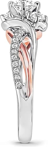 Miniatura 4 de Anillos de compromiso de infinito torcido de 1.8 quilates para mujer, anillo de mossanita chapado en plata esterlina con oro blanco, anillo de boda