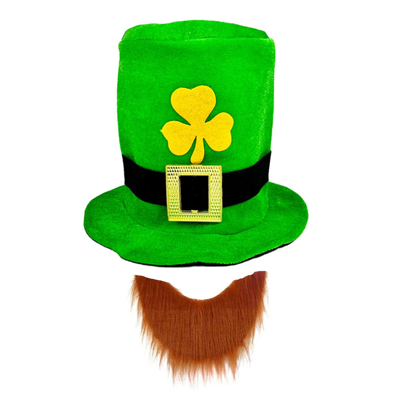 Buxuaaaa Multipurpose Cultural Celebration Patricking Day Green Tops Hat and Beard Ensembles Daily Use Party Supplies Decoration Beard Hat