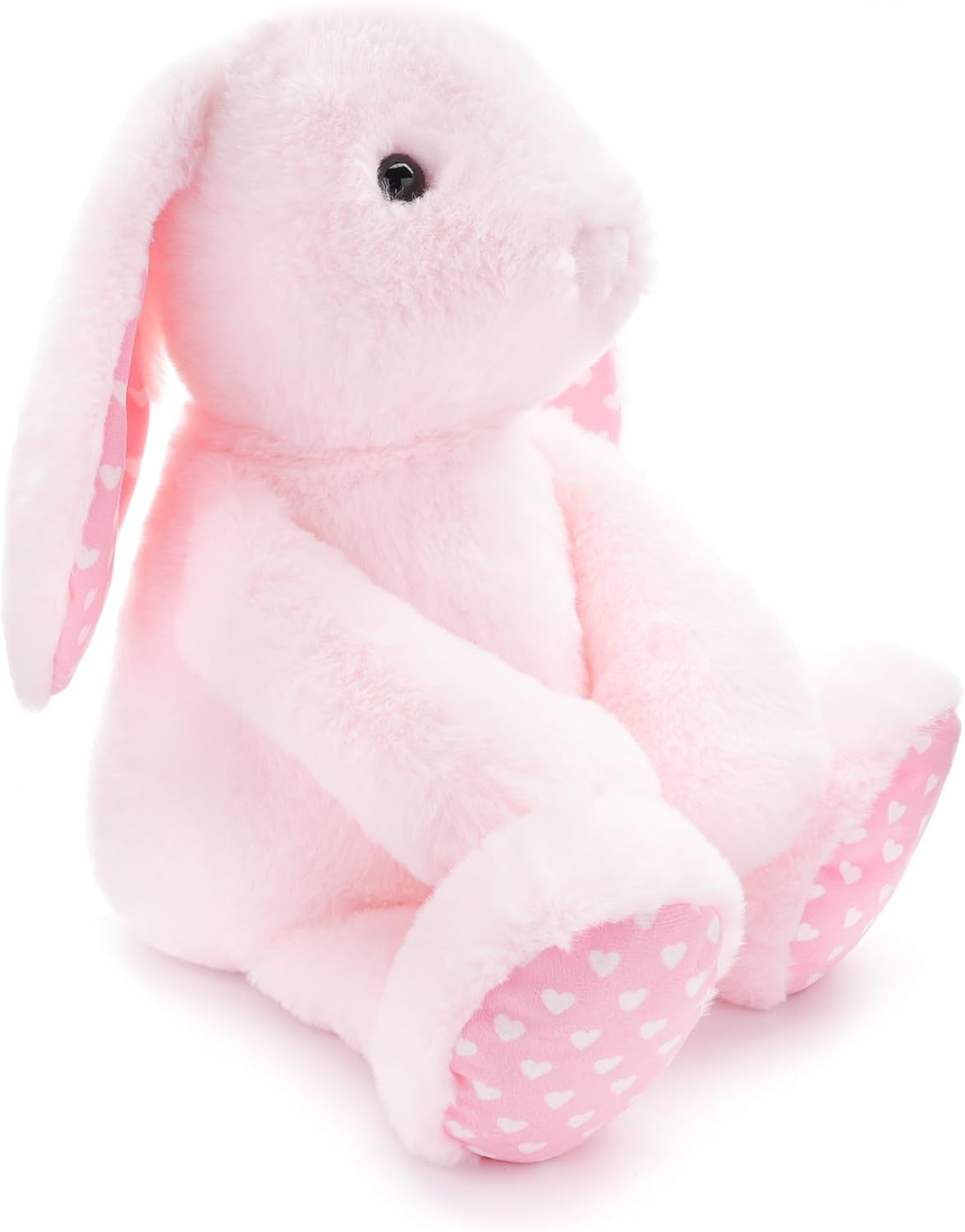 WEIGEDU Pink Rabbit Bunny Stuffed Animal Plush Toys with Floppy Ears & Heart Print for Lover, Kids, Boys, Girls, Babies - Perfect Birthday Nursery Décor Easter Christmas Bedtime Gift