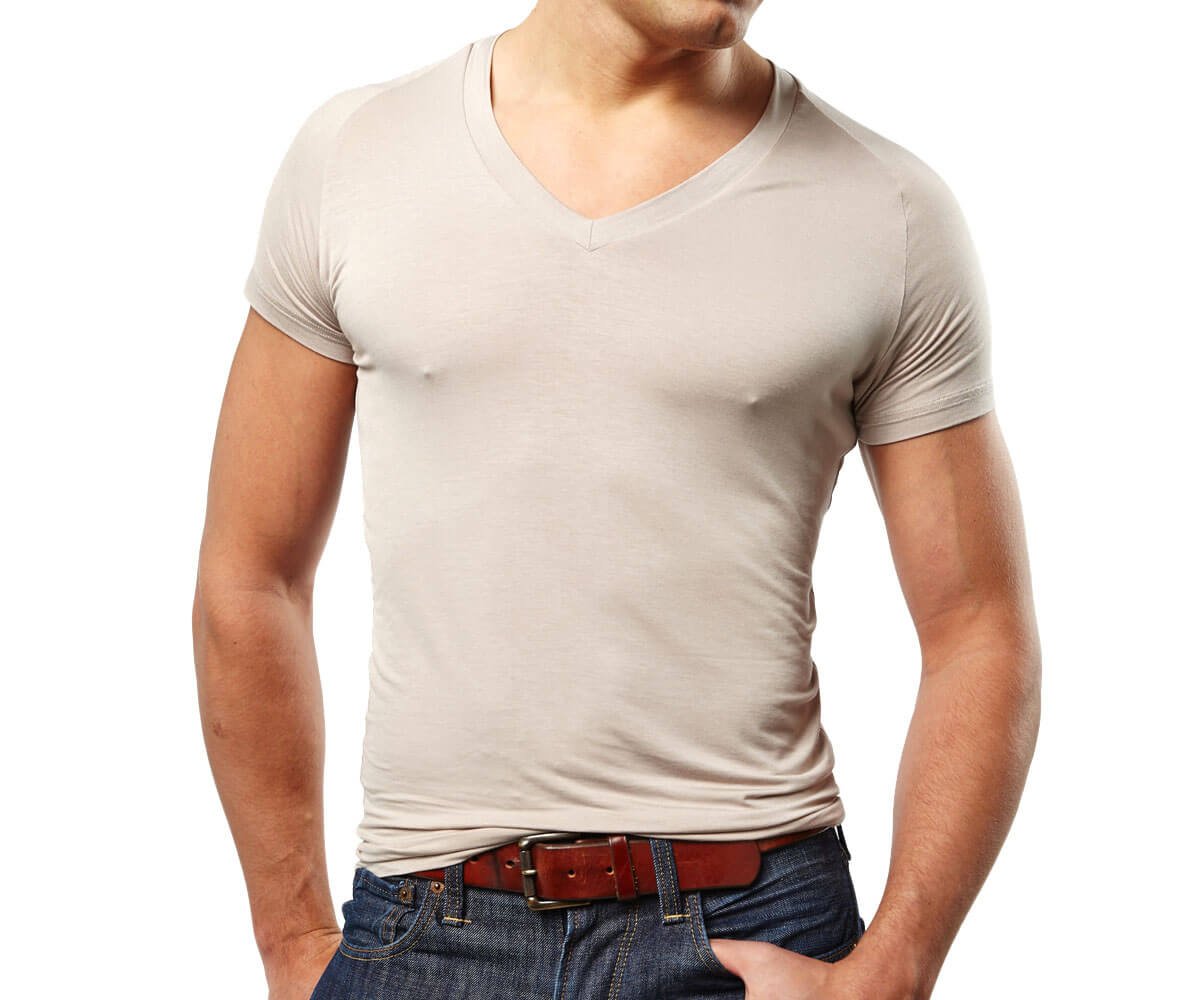 Mr. Davis - Camiseta interior de viscosa de bambú con cuello en V para hombre, corte a medida, paquete de 6