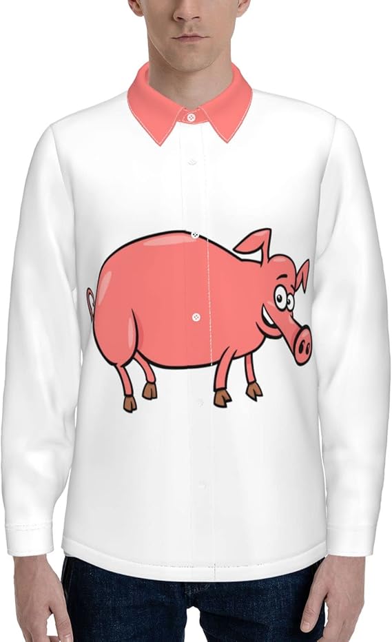 Amazon Co Jp シャツ メンズ 長袖 ピンク 豚 イノシシ柄 キャラクター カジュアル 秋服 冬 下着 おしゃれ ビジネス シンプル タンダウン 大人 長袖tシャツ メンズ レギュラーフィット 吸汗速乾 柔らかい 快適 大きいサイズ 柄シャツ Skygoty ファッション