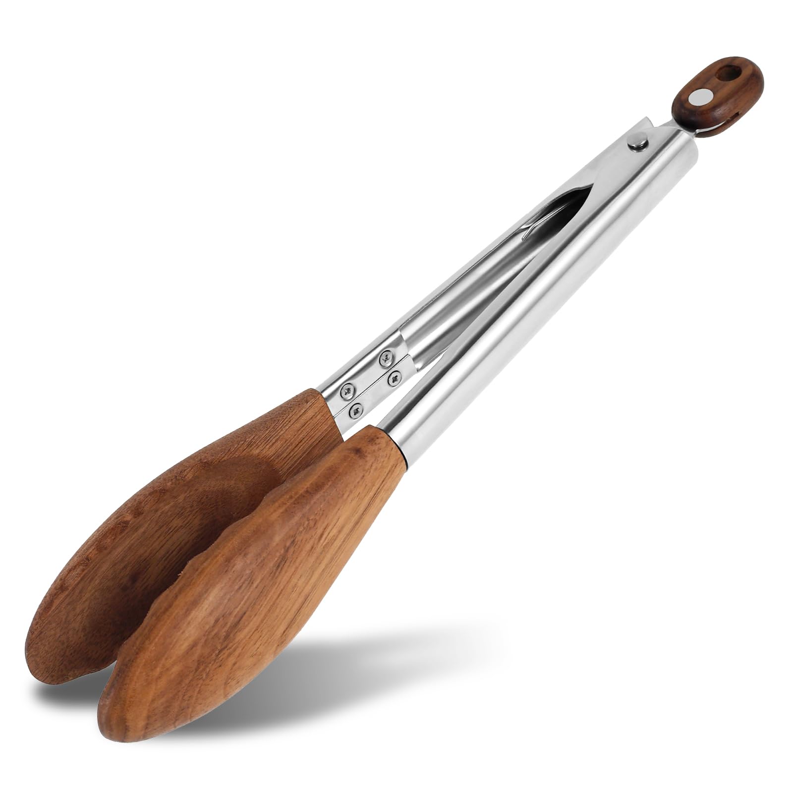 Walnut Wood Kitchen Tong, Versatile Kitchen Cooking Tong with Stainless Steel Handle and Walnut Tip, Locking Storage Food Serving Tongs for Kitchen Cooking Salad (1 Pc)