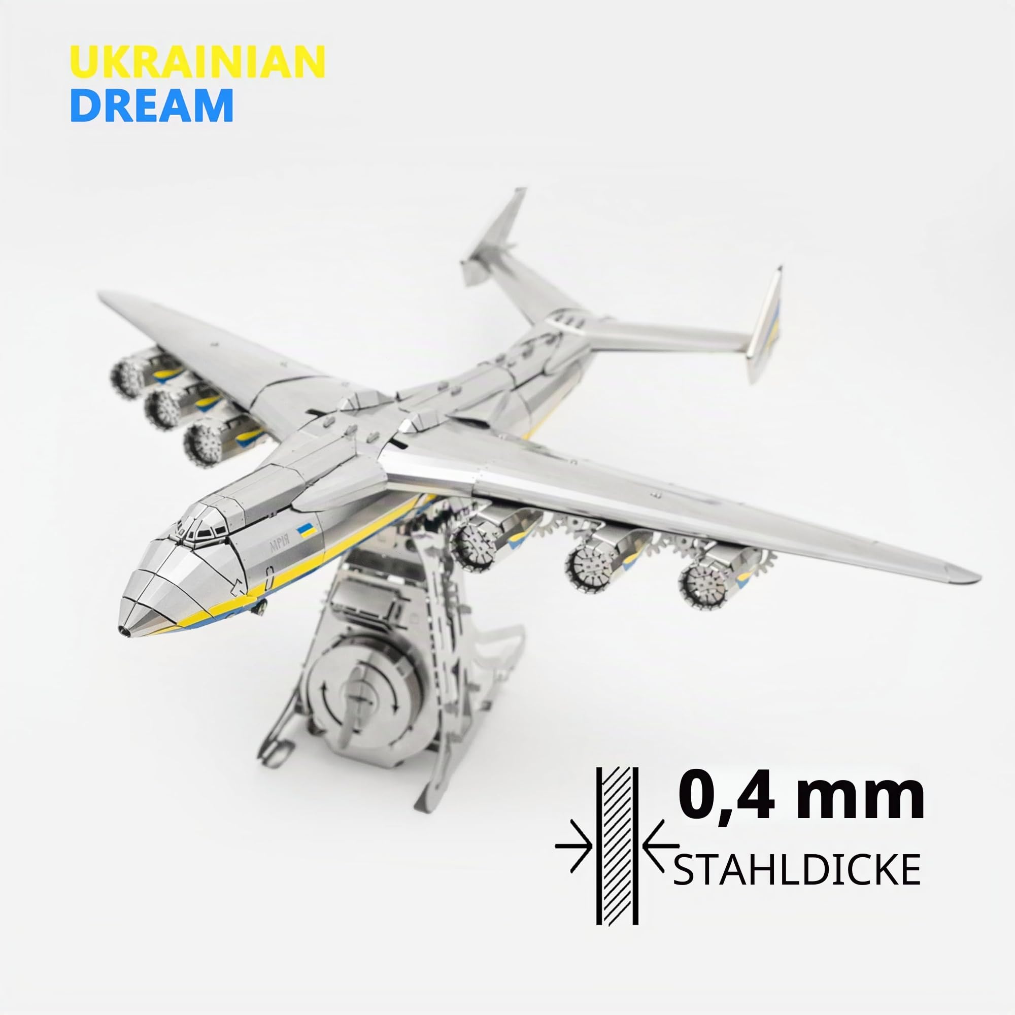Antonov Mriya AN-225, offizieller DIY-Mechanischer Modellbausatz, Frachtflugzeug, 3D-Modellbausatz, Arbeitsmodell UKRAINIAN DREAM von Metal Time