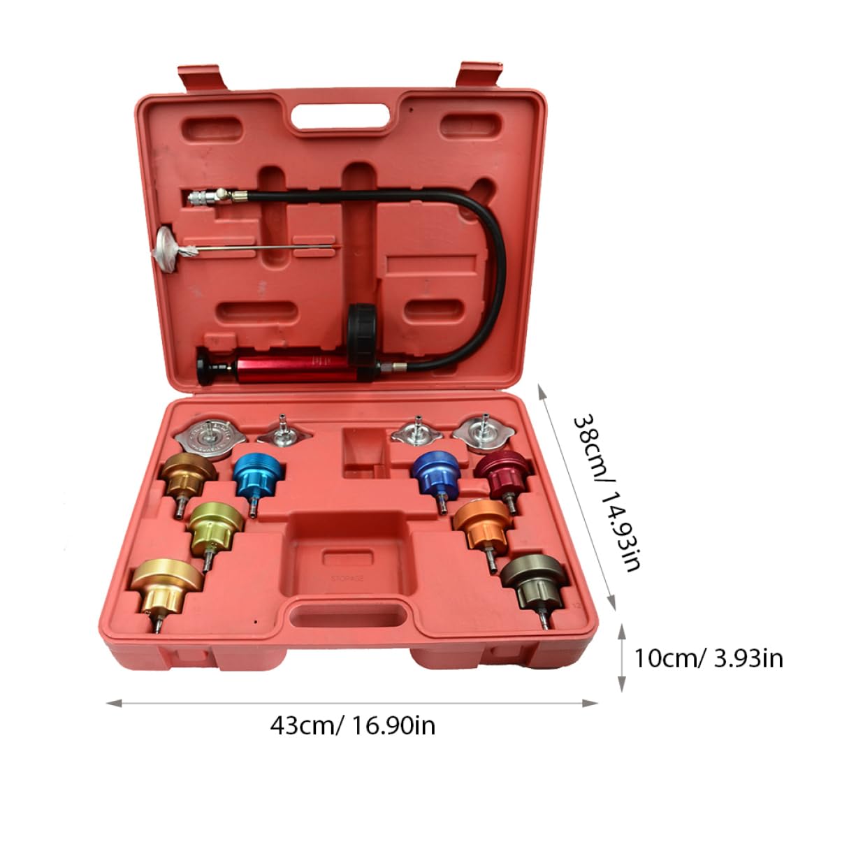 PRETYZOOM 14Pcs Car Tank Leak Detection Kit Water Pressure Tester for Radiators and Cooling Systems Auto Coolant Leak Detector with Quick Release Couplings and High Pressure