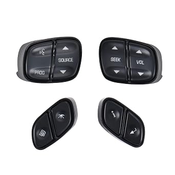 Steering Wheel Control Switch Button Replace# 21997738, 21997739 | Compatible with 2003-2009 Chevy Avalanche Silverado Suburban Tahoe Trailblazer GMC Envoy Sierra Yukon Cadillac Escalade
