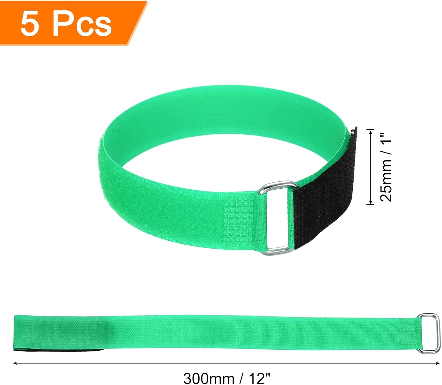 MECCANIXITY 5Pcs Reusable Battery Tie Down Straps,1x12 Green Nylon Multipurpose Battery Hold Down Adjustable Cinch Strap Hook Loops Fastening Tie for Quadcopters FPV RC Drone Boat Cars image 2