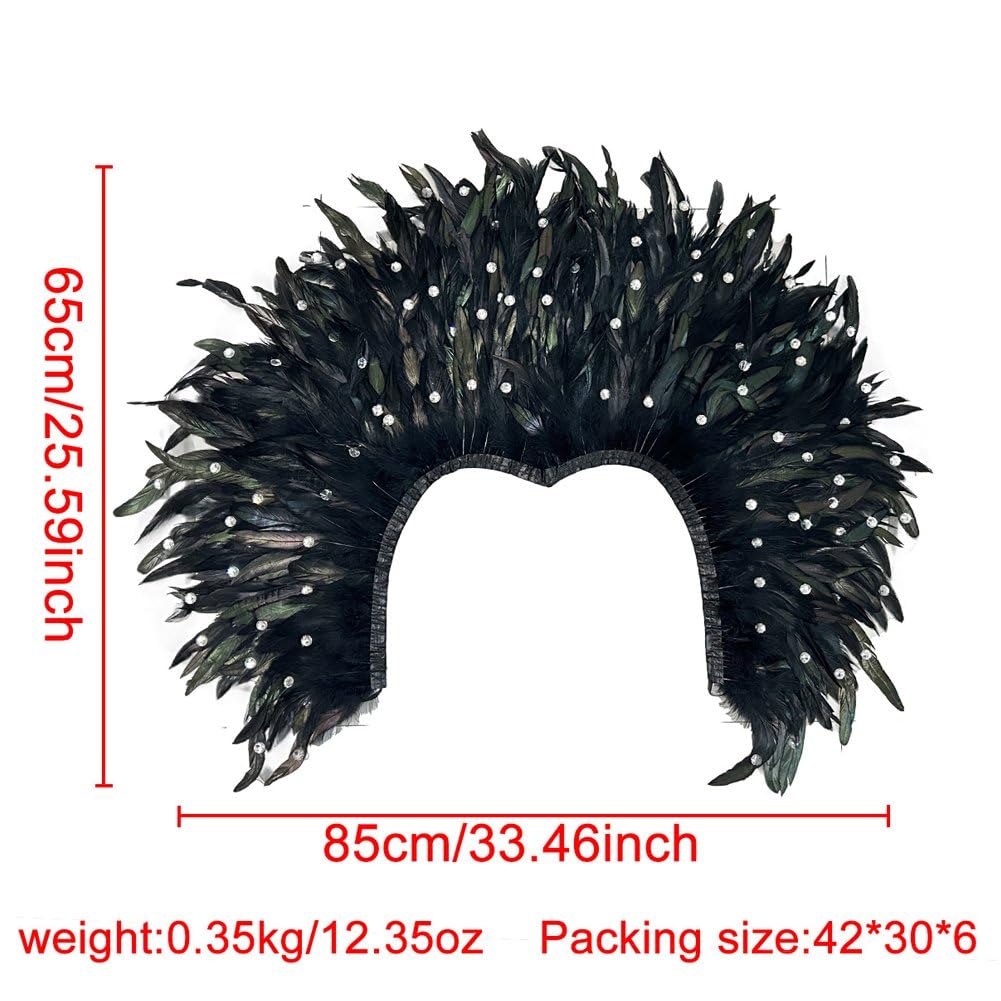 Mantella con Piume E per, Mantello con Piume E Spalle, Accessorio per Costume di Carnevale E Halloween, Abito Spettacolo per Feste in Maschera