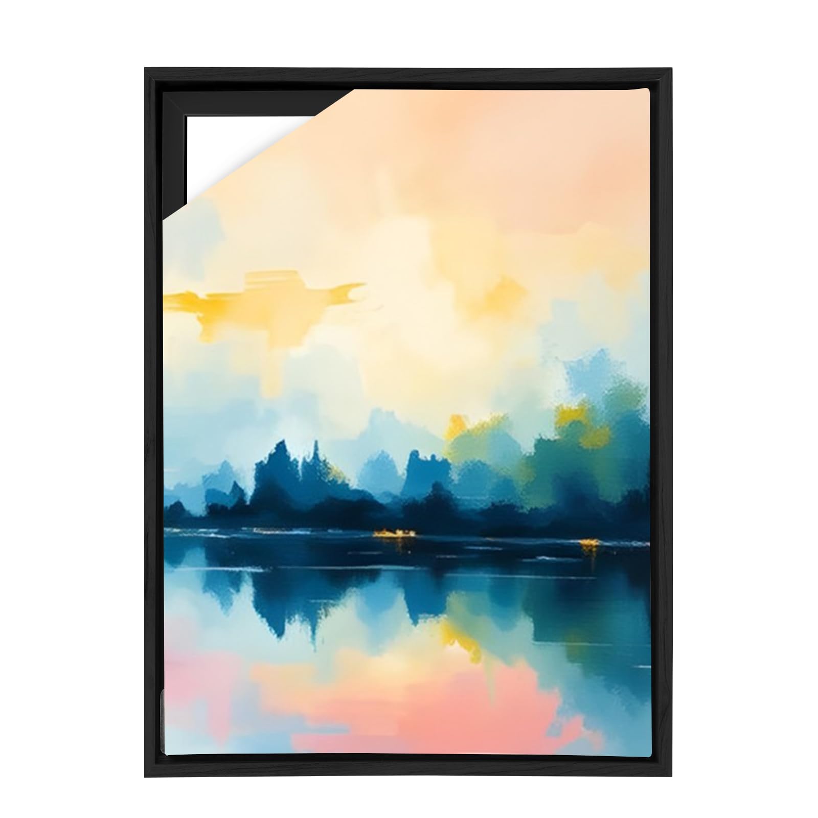 Floater Frame 50x70cm, Depth Effect MDF Picture Frame for Paints, Photo, Pre-drilled Holes DIY Canvas Frames Set for Gallery, Bedroom (Black, 50x70cm) — image 1