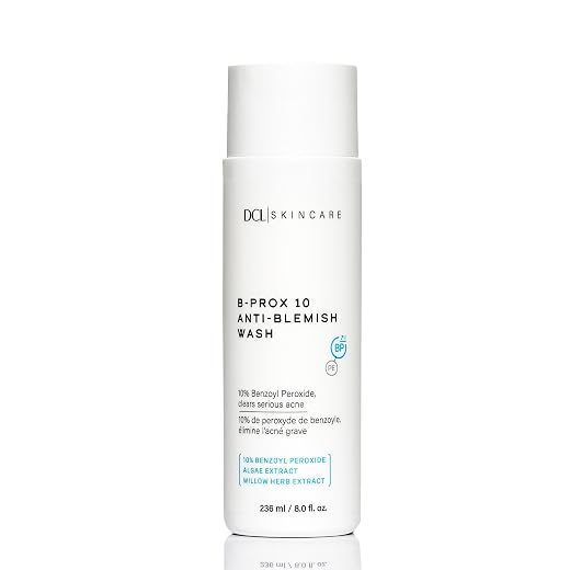 DCL Skincare B Prox 10 Anti-Blemish Wash, Maximum Strength 10% Benzoyl Peroxide Acne Facial Wash, 6.7 Fl Oz