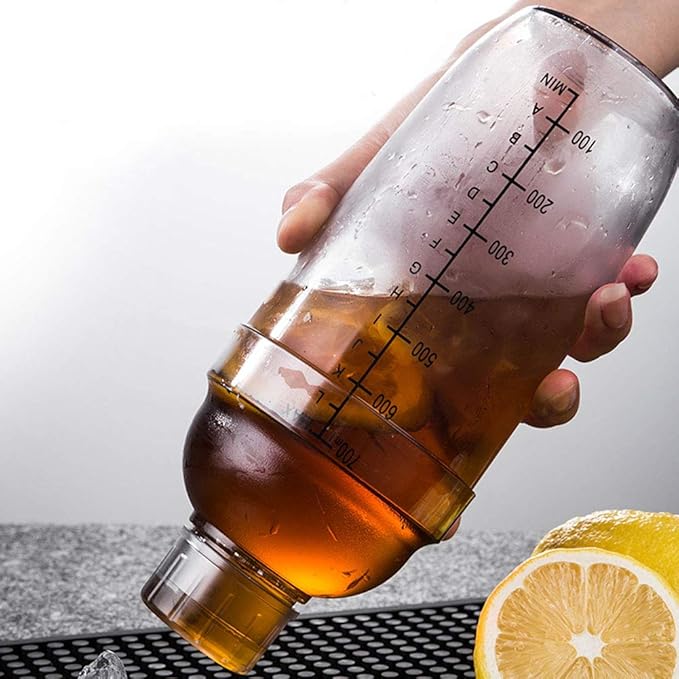 Coctelera con escala, resina PC, 1000 ml, para coctelería miniatura 7