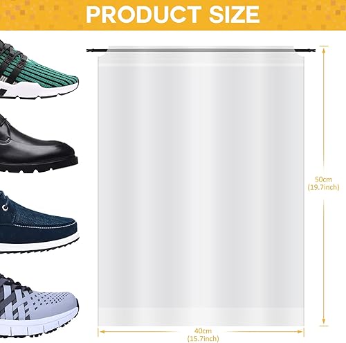 Miniatura 2 de Riuog Bolsas de zapatos transparentes con cuerda, bolsa de almacenamiento transparente portátil, para organizar zapatos grandes y transparentes,