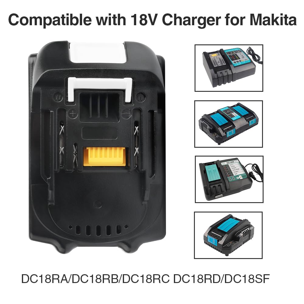 Powarobor Batteria di ricambio 18 V 5,5 Ah BL1850 agli ioni di litio compatibile con Makita 18 V LXT utensili elettrici BL1830 BL1840 BL1860 BL1845 BL1815 con indicatore LED