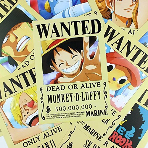 Bluefun Anime One Piece Pirates Wanted Posters 9pcs Set - Style New
