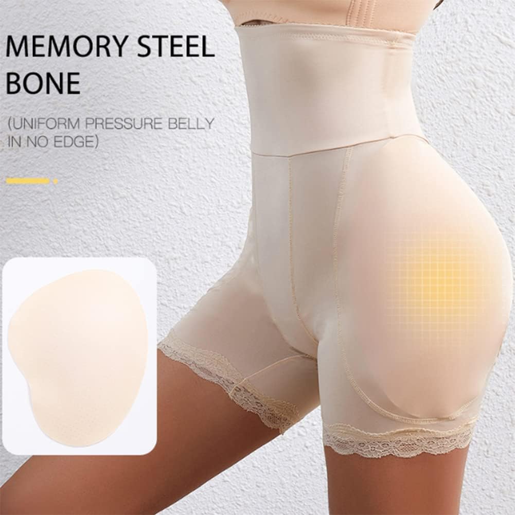 Women Lace Stitching Sponge Pads HIPS and Buttock Shapewear Shorts High Compression Leggings Butt Lifter