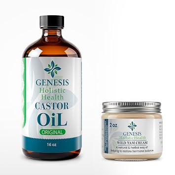 Genesis Holistic Health Organic Castor Oil 16 oz + Wild Yam Root Cream 2 oz