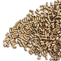 Vista 4 de 1000 piezas Flare Euro Lock Tubos de cobre micro anillos enlaces cuentas para extensiones de cabello humano I-Tip 0.134x0.118x0.236 in (rubio oscuro)